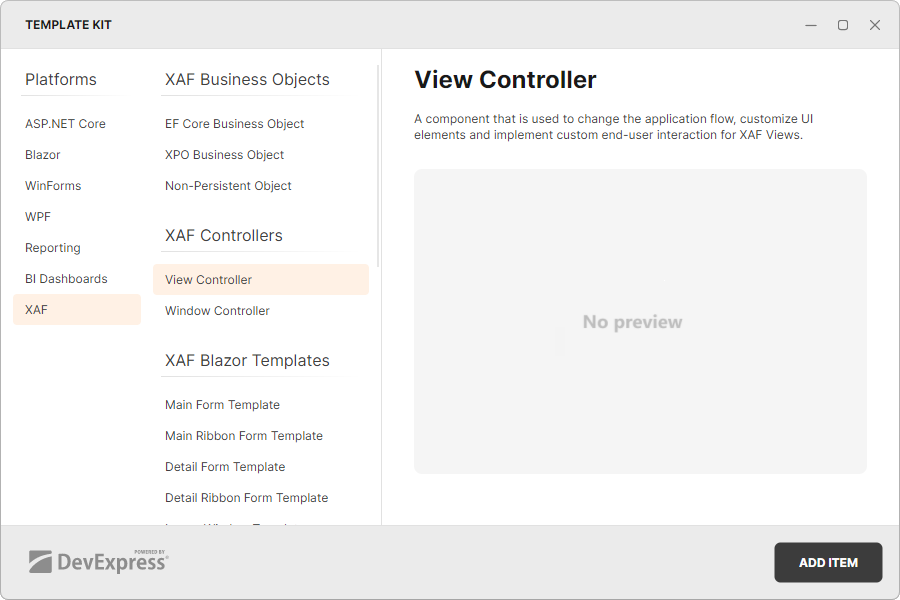 Select ViewController template
