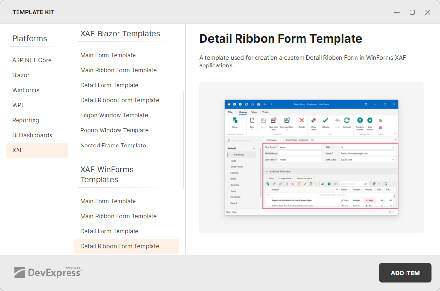 Template Kit, DevExpress