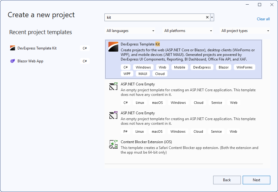 Create a new project with Template Kit