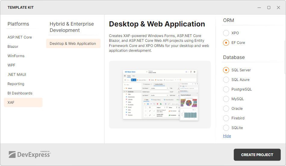 Template Kit - Database options