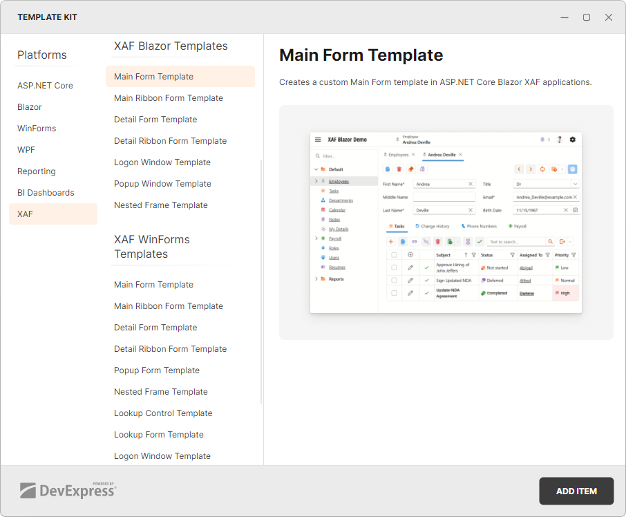 Template Kit with a list of Templates