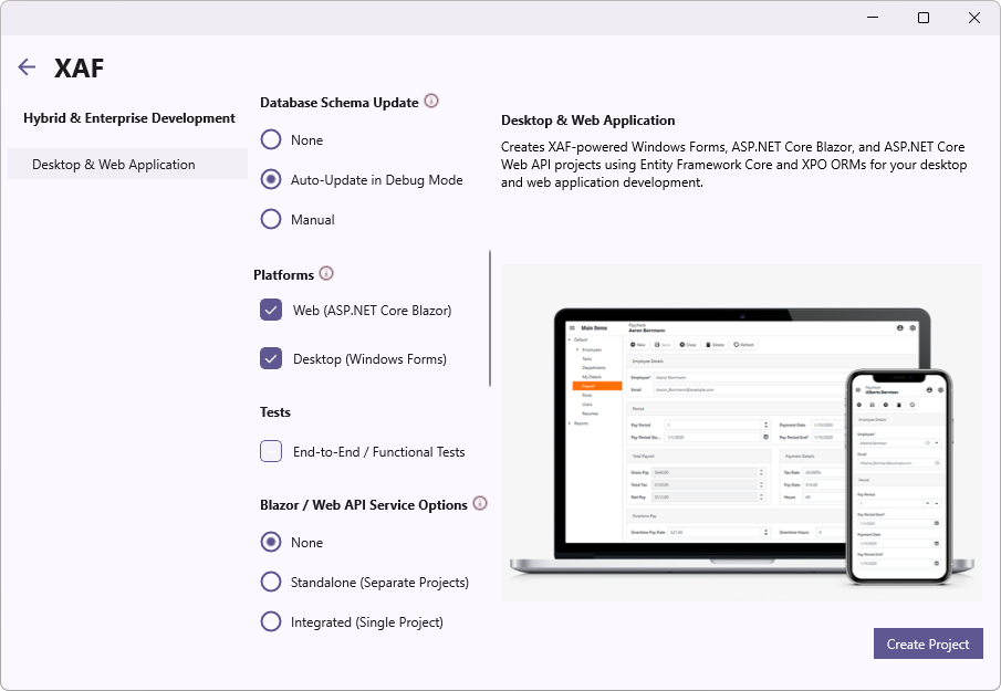 Customize created project, DevExpress