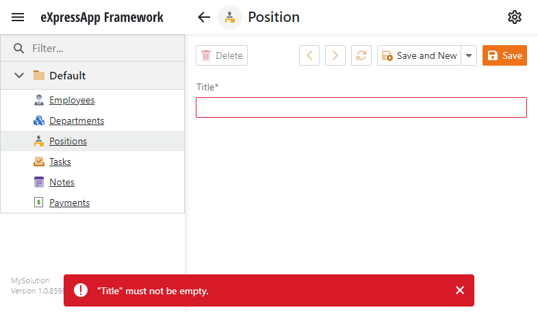 XAF ASP.NET Core Blazor validation