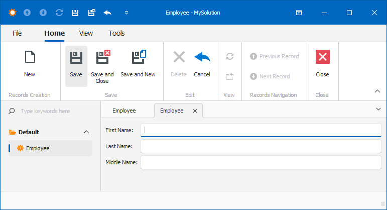 XAF Windows Forms List View