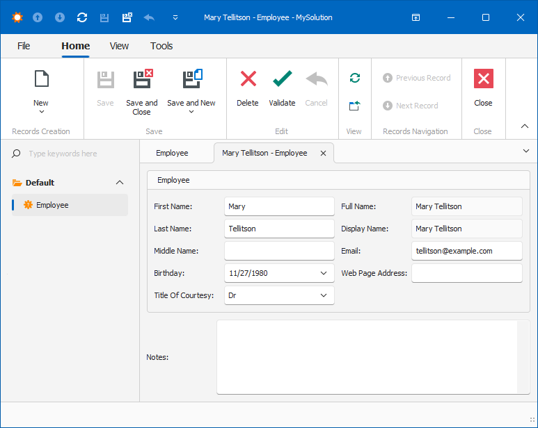 Windows Forms supply initial data