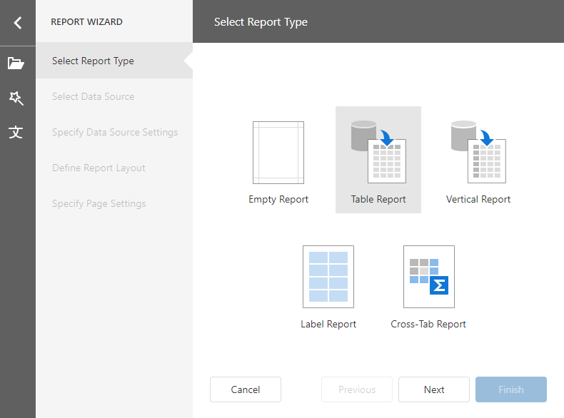 ASP.NET Core Blazor Report Wizard Table Report