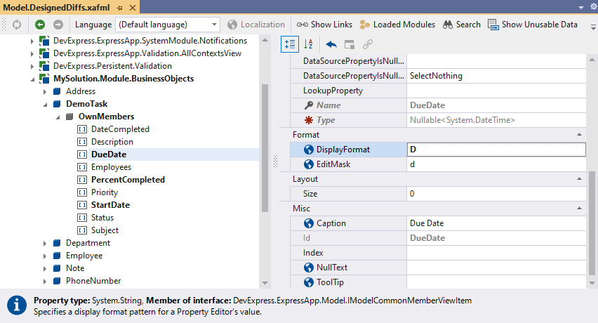 xaf ASP.NET Core Blazor date time mask display format