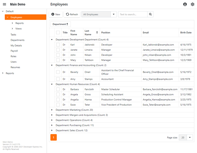 A List View in a Blazor application