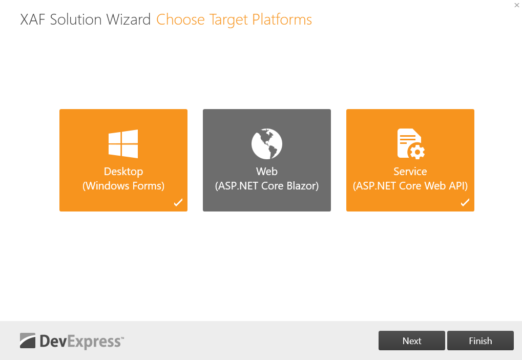 Select platforms for XAF application