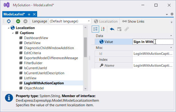 Model Editor - Localize External Authentication Provider Actions