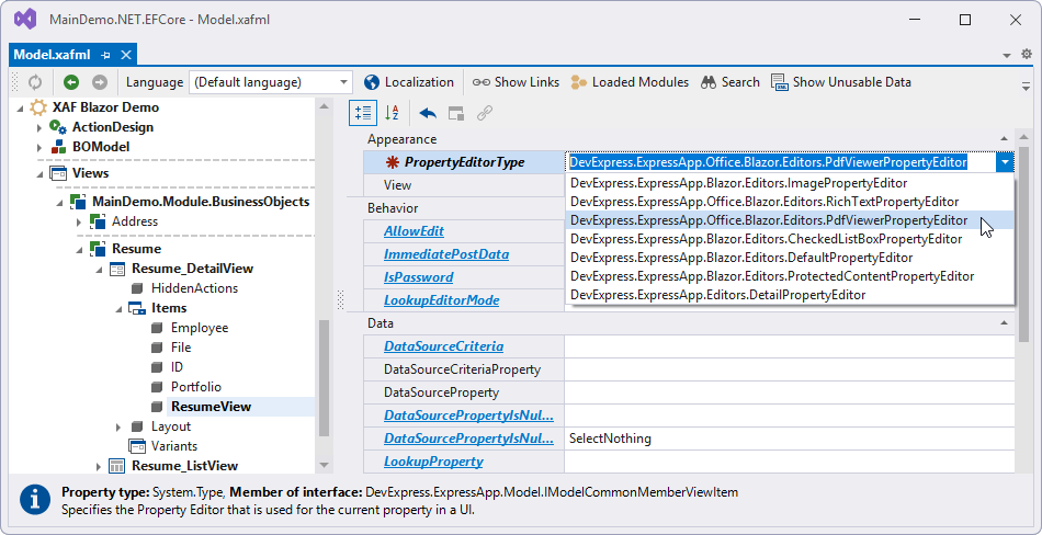PropertyEditorType property in Model Editor