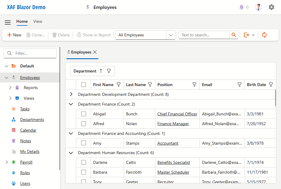 XAF ASP.NET Core Blazor UI
