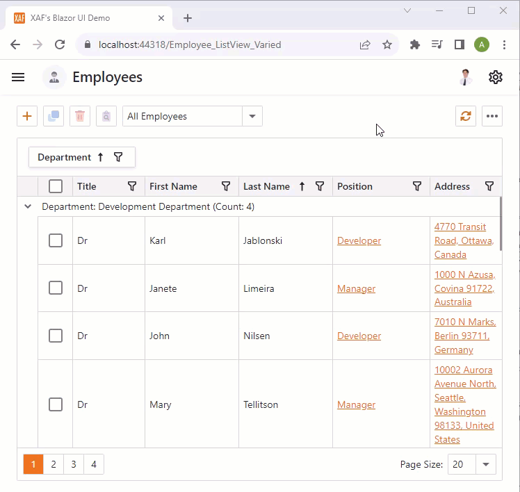 XAF ASP.NET Core Blazor Clickable Links to Referenced Objects, DevExpress