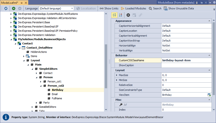 xaf ASP.NET Core Blazor custom css class name