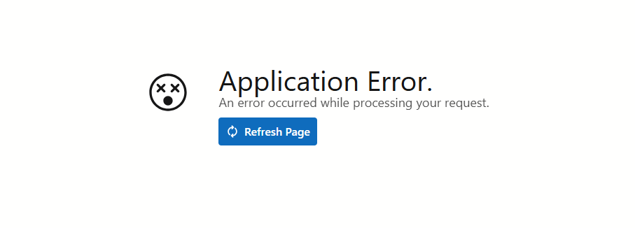 Application Error full-screen page in production mode