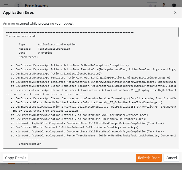 XAF ASP.NET Core Blazor Pop-up Window, DevExpress