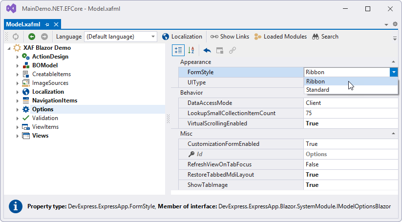 Ribbon UI Setup in Model Editor, DevExpress
