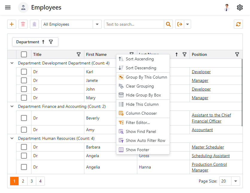 XAF ASP.NET Core Blazor Grid List Editor Designer, DevExpress