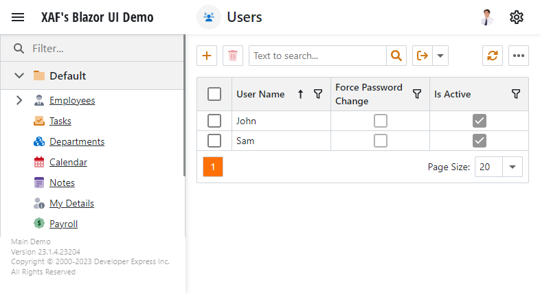 XAF ASP.NET Core Blazor Navigation Control, DevExpress