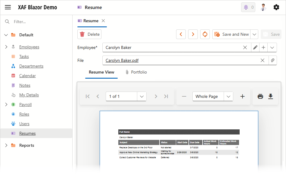 PDF Viewer in an XAF Blazor Application