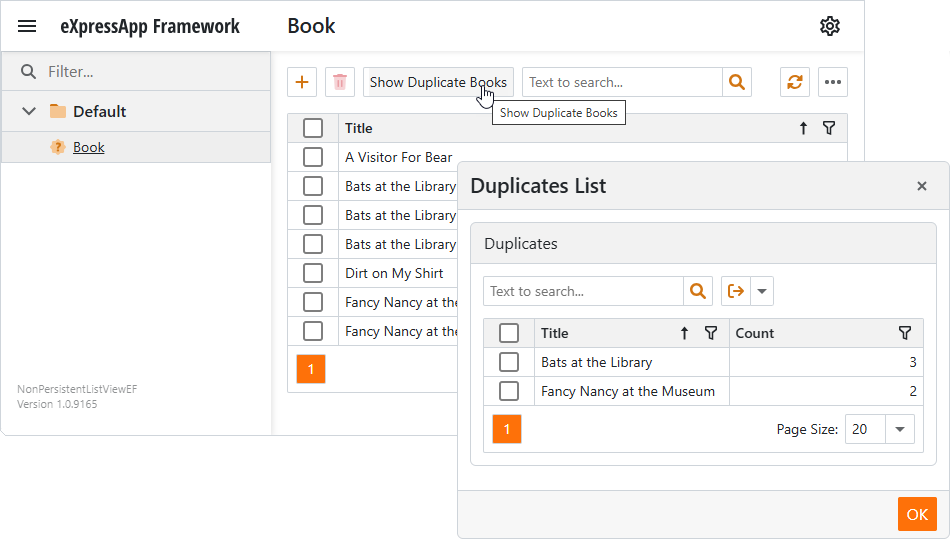 Blazor application: Non-persistent objects in a dialog popup