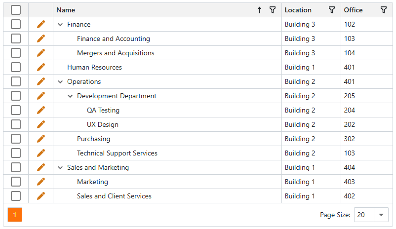 XAF ASP.NET Core Blazor Tree List Editor, DevExpress