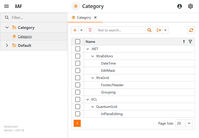 XAF ASP.NET Core Blazor Tree List for ITreeNode, DevExpress