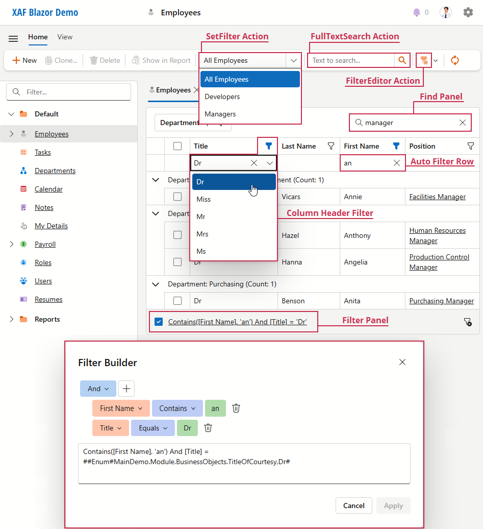 Filter Controls in XAF Blazor App