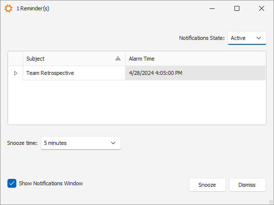 XAF Windows Forms Notifications Window, DevExpress