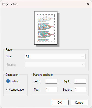 Page Setup dialog