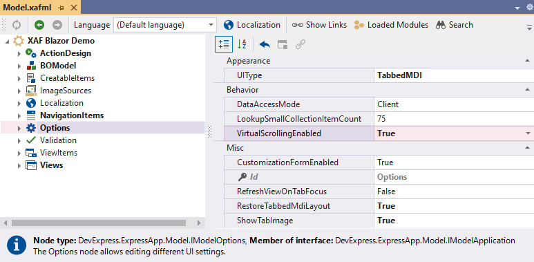 XAF ASP.NET Core Blazor Virtual Scrolling Global Option, DevExpress