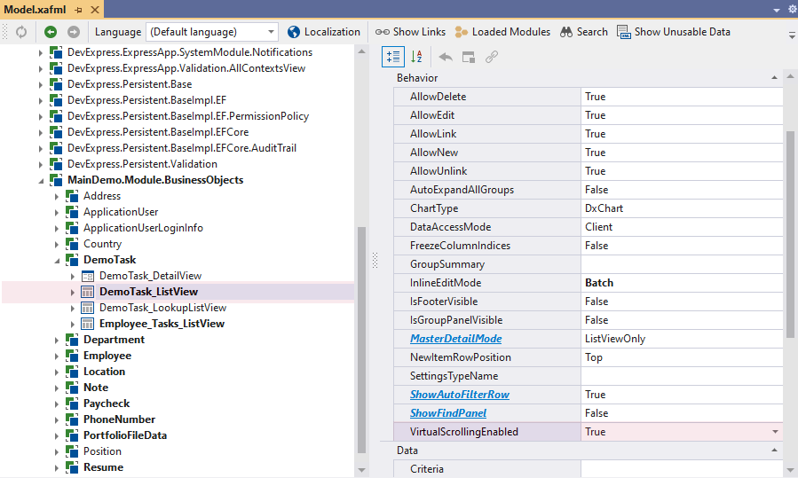 XAF ASP.NET Core Blazor Virtual Scrolling in Individual List Views, DevExpress