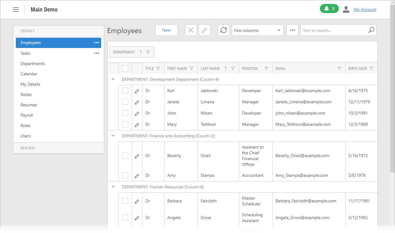 XAF ASP.NET Web Forms application