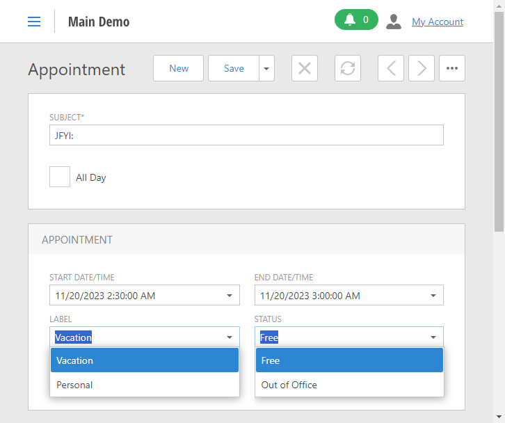 XAF ASP.NET Web Forms Custom Status and Label, DevExpress