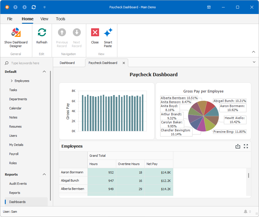 Dashboard View in WinForms Application