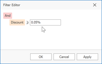 Filter Editor - Enter Comparison Value