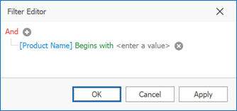 Filter Editor - Initial State with Empty Condition
