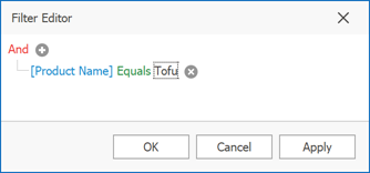 Filter Editor - First Condition Set