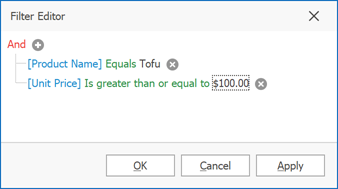 Filter Editor - Second Condition Configured