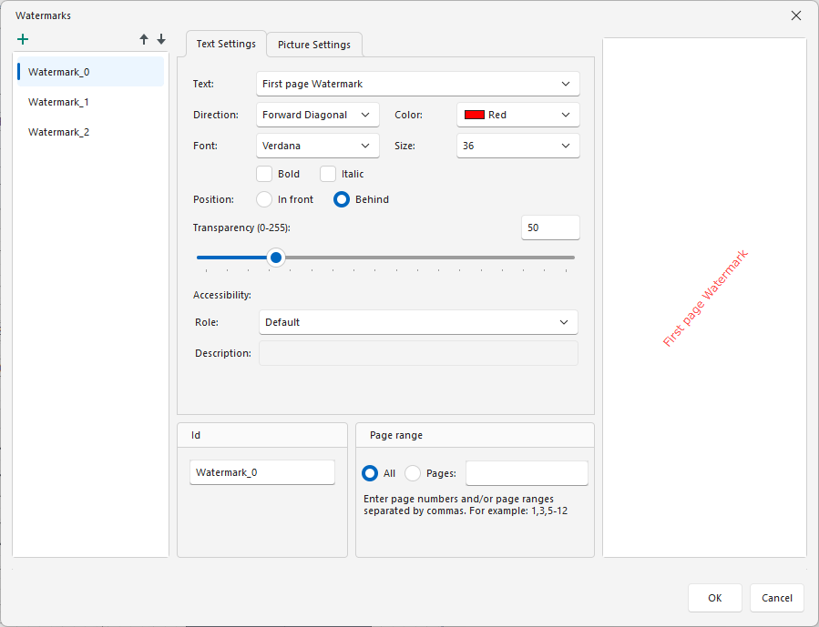 Create three watermarks