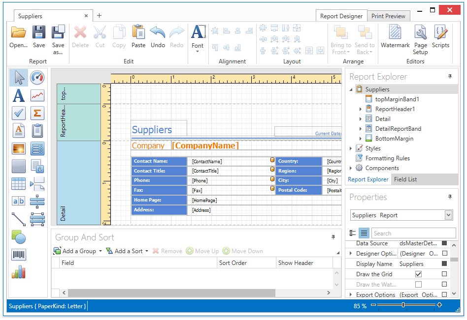EndUserReportFDesignerForWPF