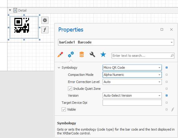 Micro QR Code Properties