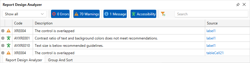 Accessibility validation button