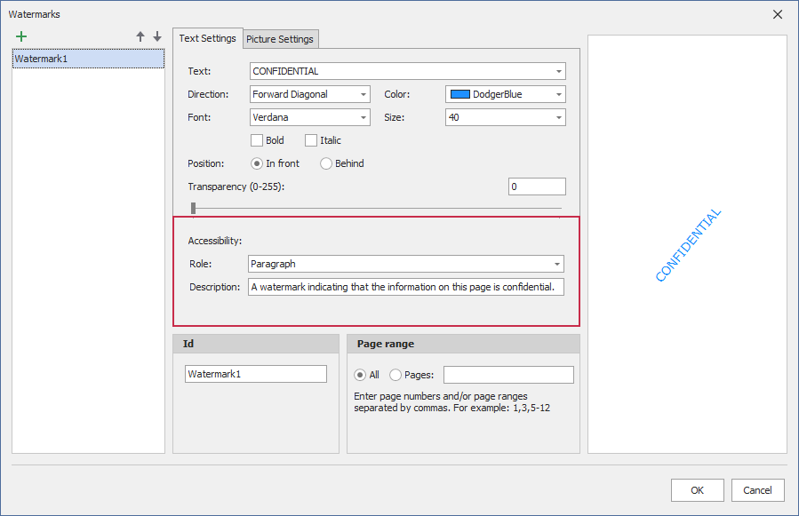 Text Accessible Role Property Set to Paragraph