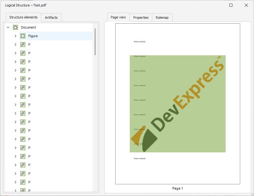 PDF Tag Structure with Watermark as Figure