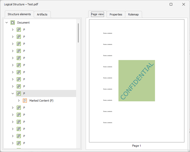 PDF Tag Structure with Watermark as Paragraph