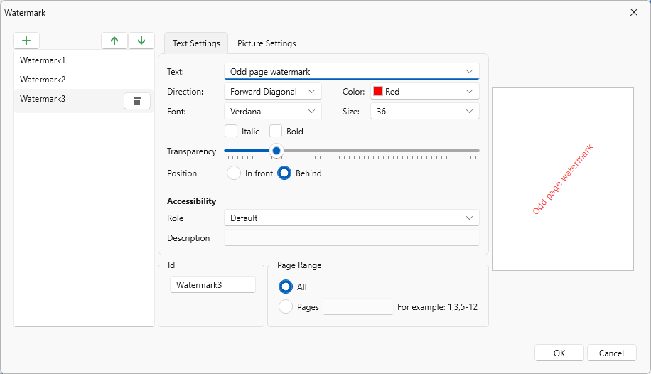 Create three watermarks