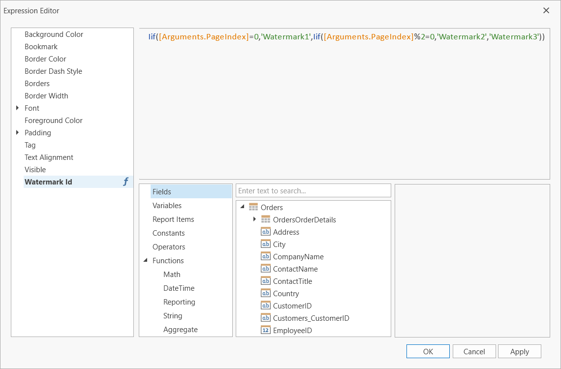Specify the binding expression