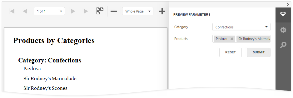 Cascading report parameters