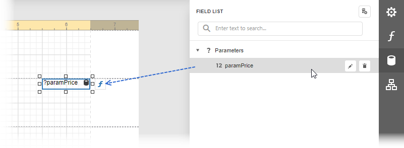 Drag and drop a report parameter